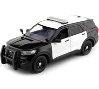 2022 Ford Interceptor Utility avec défenses et barre d'éclairage blanc / noir 1:24 MOTEUR MAX 76988