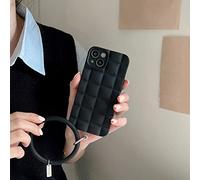 2022 New Frosted Pearl Bracelet Case for iPhone, Diamond Bracelet Phone Case for Women, Solid Checkered Phone Case for iPhone 13/12/11 Pro ProMax Case (Black-a,For iPhone 12)