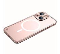 2022 New Metal Frame Magnetic Charging for iPhone Case with Camera Protector, Aluminumalloy Frame Magnetic Charging for iPhone Case (Pink,for iPhone 11)