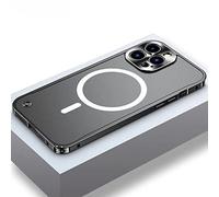 2022 New Metal Frame Magnetic Charging for iPhone Case with Camera Protector, Aluminumalloy Frame Magnetic Charging for iPhone Case (Black,for iPhone 11Pro)