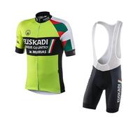 2022 Pro Team Euskadi Ensemble de maillot de cyclisme pour hommes, maillot de vélo vtt respirant Kits de cuissard à bretelles GEL Paddad (3XL)