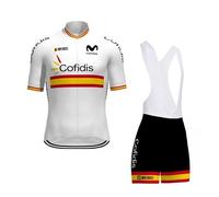 2022 Pro Team Spain Ensemble de maillot de cyclisme pour hommes, maillot de vélo vtt respirant Kits de cuissard à bretelles GEL Paddad (M)