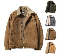 2022 Veste Velours côtelé pour Homme avec Poches Veste doublée en Polaire en Velours côtelé Vintage Hiver Chaud Épaissir Sherpa Doublé Veste en Velours côtelé Camionneur Manteau Mode décontractée