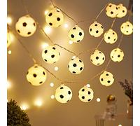 2022 World Cup Decor Football Guirlande Lumineuse,3M 20 PCS Guirlande Lumineuse Étanche Fée Lumières de Noël Alimenté par Batterie Décoration pour Noël, Halloween, Jardin, KTV, Bar, Patio Décor