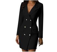 2023 Blazer Femme Sexy Col V Veste Bussiness Loisirs Tailleur Longue Cintré À Manches Longues Soirée Chic Robe Moulante Slim Fit Mini Club Affaires Fête Avec Ceinture Double Boutonnage