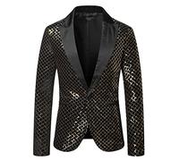 2023 Blazer Slim fit à Paillettes Homme à Bouton Blazer Smoking de Soiree a Paillette Veste Disco à Sequins Luxe Homme pour Fête Mariage Halloween Noël