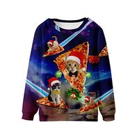 2023 Christmas Blouse Homme Sweat-Shirt de Noel T-Shirt Drôle à Manches Longues Col Rond Pull de Noël Casual Moche Motifs 3D Imprimé Animal de Compagnie de Noël Blouse Sport Top Sweatshirt