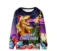2023 Christmas Blouse Homme Sweat-Shirt de Noel T-Shirt Drôle à Manches Longues Col Rond Pull de Noël Casual Moche Motifs 3D Imprimé Animal de Compagnie de Noël Blouse Sport Top Sweatshirt