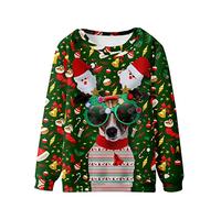 2023 Christmas Blouse Homme Sweat-Shirt de Noel T-Shirt Drôle à Manches Longues Col Rond Pull de Noël Casual Moche Motifs 3D Imprimé Animal de Compagnie de Noël Blouse Sport Top Sweatshirt