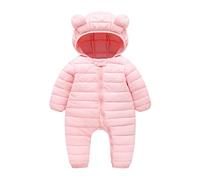 2023 Élégance d'automne et d'hiver Y*2*K Nouveau-né infantile bébé filles garçons hiver chaud habit de neige ours oreilles à capuche combinaison vers le bas manteau Cardigan Blanc (Pink, 3-6 Months)