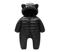 2023 Élégance d'automne et d'hiver Y*2*K Nouveau-né infantile bébé filles garçons hiver chaud habit de neige ours oreilles à capuche combinaison vers le bas manteau Cardigan Blanc (Black, 0-3 Months)