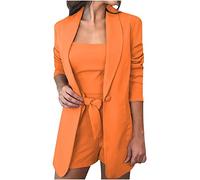 2023 Ensemble Femme Blazer Tailleur+Top+Short de Bureau 3 Pièces Veste de Costume Manteau Blouson Casual Mode Affaires Soiree Formel Bureau Travail Couleur Unie Grande Taille Slim Soiree Plage Ete