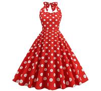 2023 Femme Robe Cocktail Soirée Vintage Rétro Année Grande Taille 1950 Audrey Hepburn pin-up Rockabilly Swing Chic Elegante Pois Dot Manche Courte Robe au Genou Mariage Bal Fête Ceremonie Jupe