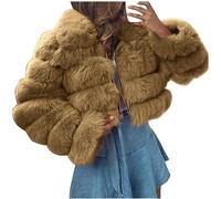 2023 Femmes Veste en Renard Fausse Fourrure Courte en Peluche à Capuche surdimensionné Manteau d'hiver en Fausse Fourrure floue avec Poches Veste en Fourrure Haut de Gamme Siglée Luxe Blouson
