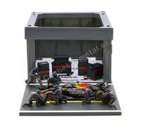 2023 Garage Pit Lane + Équipe Red Bull RB19 N°1 Max Verstappen + Figurines et Ac