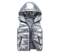 2023 Gilet Doudoune Sans Manche Zippé Capuche Amovible - Manteau Veste Chaud d'Hiver et Printemps Court Parka Thermique