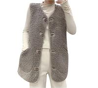 2023 Gilet Sans Manches Femme Femmes Veste Sans Manches Couleur Unie Fourrure De Laine D'Agneau Gilet Élégant Gilet Matelassé Sans Manches Manteau Puffer Gilet Femmes Fille Hiver Chaud Gilet Office