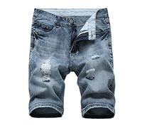 2023 Homme Bermuda Jean Ete Pas Cher,Grand Taille LâChe Pantalon Court Chic Mode Confortable Casual Tendance Taille Shorts Pantalon en jean slim à fermeture éclair et élastique Ripped pour hommes