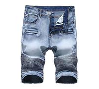 2023 Homme Bermuda Jean Ete Pas Cher,Grand Taille LâChe Pantalon Court Chic Mode Confortable Casual Tendance Taille Shorts Pantalon en jean slim à fermeture éclair et élastique Ripped pour hommes