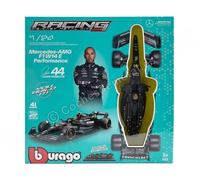 Bburago - Mercedes AMG W14 F1 2023#Hamilton kit à Monter avec Casque et Support - Voiture Miniature métal 1/24 - Modèle Officiel Formule 1 Saison 2023 - Edition Collector Mercedes