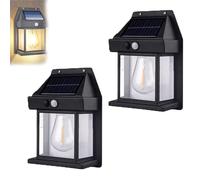 2023 New Outdoor Solar Wall Lamp, Solar Tungsten Wall Light, Solar Motion Sensors Wall Lights, Outside Outdoor Lights for Yard (2PCS,Black)