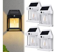 2023 New Outdoor Solar Wall Lamp, Solar Tungsten Wall Light, Wireless Dusk to Dawn Motion Sensor, Waterproof Outdoor Solar Motion Sensors Wall Lights (4 Pcs,White)
