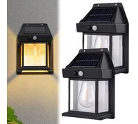 2023 New Outdoor Solar Wall Lamp, Solar Tungsten Wall Light, Wireless Dusk to Dawn Motion Sensor, Waterproof Outdoor Solar Motion Sensors Wall Lights (2 Pcs,Black)