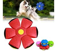 2023 New Pet Toy Flying Saucer Ball, Flying Saucer Ball Dog Toy, Pet Flying Saucer Ball, Flying Saucer Ball for Chiens Chats (Color : Red, Size : Without Lights)