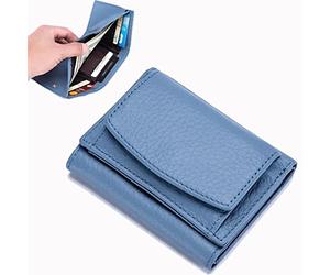 2023 New Unisex Anti-Credit Card Fraud Folding Mini Wallet, Unisex Anti-Credit Card Fraud Multi-Compartment Wallet (Light blue)