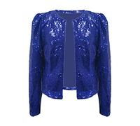 2023 Nouveau - Cardigan décontracté à paillettes scintillantes pour femmes, bleu, 3XL