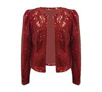 2023 Nouveau - Cardigan décontracté à paillettes scintillantes pour femmes, Rouge, M