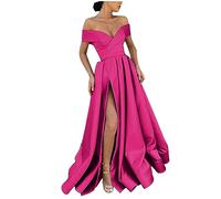 2023 Robe Soiree De Gala Robe Longue Femme en Satin éLégante Sexy Dos Nu Fendue Spaghetti Sangle Grande Taille Couleur Unie Swing pour Bal Mariage Cocktail Robe De Soirée Longue Mariage Party Dress