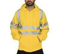 2023 Sweat à Capuche Veste Homme Veste De Travail Réfléchissante à Capuche pour Homme Fermeture éClair Veste De Sécurité pour Chantier Grande Taille Sweat Zippé Homme Automne Hiver Chaud Veste