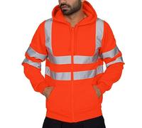 2023 Sweat à Capuche Veste Homme Veste De Travail Réfléchissante à Capuche pour Homme Fermeture éClair Veste De Sécurité pour Chantier Grande Taille Sweat Zippé Homme Automne Hiver Chaud Veste