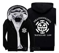 2023 Sweats à Capuche d’Hiver pour Hommes pour Trafalgar Law Zip Up Jacket Fleece Manteau Pullover Sweat Chaud Sweat-Shirt épais Heavyweight Outerwear Workout Tops-D||XL