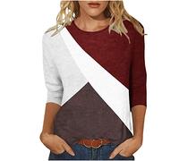 2023 Tee Shirt Femme Ete Manches 3/4 Chic et Élégant Coton Blouse Chemisier Tops T Shirt Mode Sport Imprimé Fleuri Col Rond Décontracté Grandes Tailles Casual Leger Respirant Automne Hiver Top