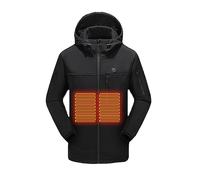 2023 Veste Chauffante à Capuche, Homme Doudoune à Capuche Veste Chaude avec 4 Zones Chauffantes,Interface USB, Hiver Manteaux Imperméable Coupe-Vent Hiver Chaud Épais Manteau pour Ski