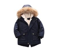 2023 Veste Enfant Doudoune Fille Garçon Veste d'hiver Doublée Polaire Avec Capuche Fermeture éclair Manteau Peluche épaisse Matelassée Chaude d'extérieur Neige ParkaPour d'extérieur
