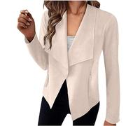 2023 Veste Femme en Suédine Crop Slim Uni Manteau Zippé Léger Casual Manche Longue de Voyag Manteau Femme Hiver Col Revers Suedine Asymétrique élégant Blazers Costume de Slim Fit Bon Marché