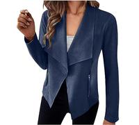 2023 Veste Femme en Suédine Crop Slim Uni Manteau Zippé Léger Casual Manche Longue de Voyag Manteau Femme Hiver Col Revers Suedine Asymétrique élégant Blazers Costume de Slim Fit Bon Marché