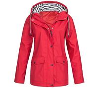 2023 Veste Femme Mi Saison Chic Manteaux Imperméables Femme Coupe Grande Taille Couleur Unie Rayé avec Cordon À Capuche Manteau De Neige Veste Vêtements Extérieur Automne Hiver Pas Cher