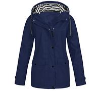 2023 Veste Femme Mi Saison Chic Manteaux Imperméables Femme Coupe Grande Taille Couleur Unie Rayé avec Cordon À Capuche Manteau De Neige Veste Vêtements Extérieur Automne Hiver Pas Cher