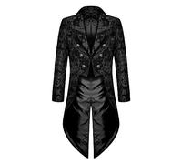 2023 Veste Gothique Médiéval Homme Grande Taille Manteau Steampunk Renaissance Vintage Blazer Victorien Uniforme Carnaval Punk Costume Cosplay Halloween Mi-Longue Retro Mince Boutons Veste De Smoking