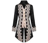 2023 Veste Gothique Médiéval Homme Grande Taille Manteau Steampunk Renaissance Vintage Blazer Victorien Uniforme Carnaval Punk Costume Cosplay Halloween Mi-Longue Retro Mince Boutons Veste De Smoking