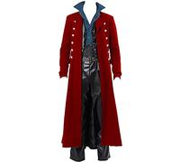 2023 Veste Gothique Médiéval Homme Punk Costume Cosplay Halloween Manteau Steampunk Renaissance Vintage Blazer Grande Taille Victorien Uniforme Carnaval Mi-Longue Retro Mince Boutons Veste De Smoking