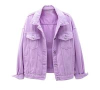 2023 Veste Jean Femme Grand Taille Pas Cher A La Mode Manteau en Denim Over Size A Manche Longues Slim Fit Hiver Blouson Femme Veste en Jean Vintage Blouson en Jean Mi-Saison Revers Denim Jacket