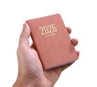 2024 Agenda Anglais A7 en Simili Cuir Couverture Rigide Journal Carnet de Notes Poche 120 Pages Papier Résistant à l Encre Portable pour les Étudiants