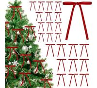 2024 Arcs en Velours Rouge pour Sapin de Noël, 24 PCS Arcs en Velours Bourgogne Vintage pour Sapin de Noël, Décorations de Noël pour Guirlande de Noël Décoration intérieure et extérieure