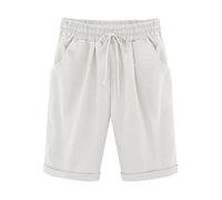 2024 Bermuda Femme Été Ou Coton Shorts et Bermudas Habillé Femmes Grande Taille Élastique avec Poches Confortable Ample Mode Casual Short Imprimé Sport Jogging Pantalon Court Pas Cher