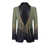 2024 Blazer Paillette Homme Veste de Costume Hommes Chic et Elegant Veste de Smoking Slim Fit à Bouton Jacket Brillant Outwear Élégant pour Mariage Fête Cosplay Disco Party Club Halloween